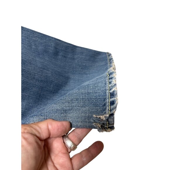 Abercrombie & Fitch Mens Jeans Low Rise Boot Cut Button Fly Y2K Distressed Plaid - Picture 11 of 15